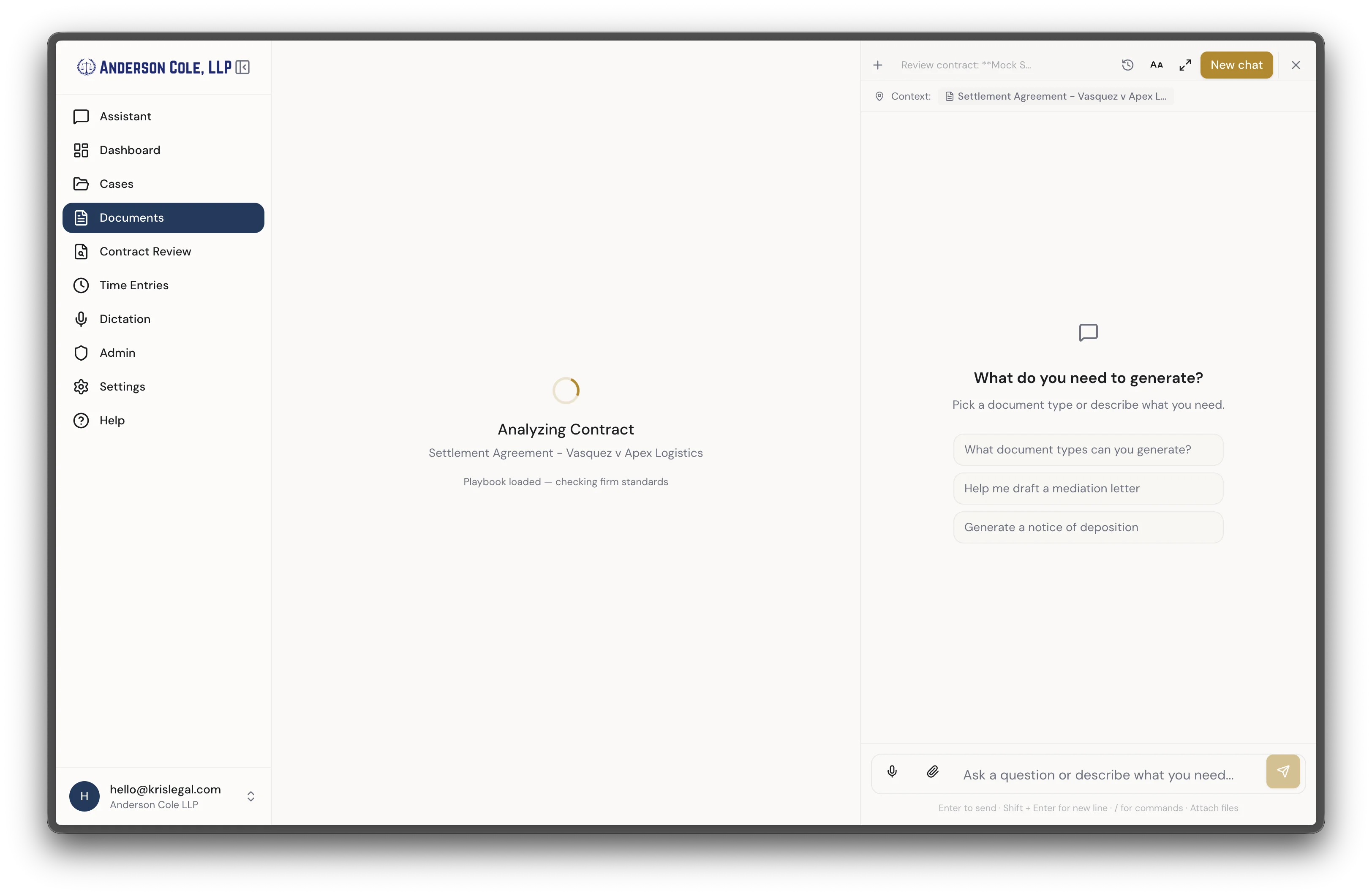 AI analyzing a settlement agreement contract